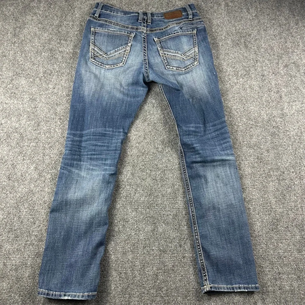 BKE Jake Jeans Mens 32R Blue Straight Leg Medium Wash Whiskered Denim Casual - Picture 4 of 6